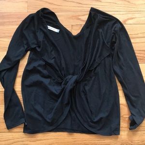 FABLETICS womens black open back twist shirt XS